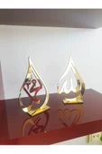 GİZEM SHOP Ayaklı Allah Muhammed Lafzı Aynalı Pleksi Masa Üstü Biblo Lazer Kesim - 2
