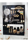 GİZEM SHOP Siyah Kişiye Özel Küpe,Yüzük,Kelepçe,Takı Organizeri Hediyelik - 1