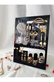 GİZEM SHOP Siyah Kişiye Özel Küpe,Yüzük,Kelepçe,Takı Organizeri Hediyelik - 4