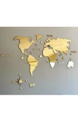 KEMSON Gold 2D Dünya Haritası World Map Gold Pleksi Harita - 3