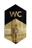 GİZEM SHOP WC Yönlendirme (KADIN) Tabelası Siyah Pleksi Üzeri Gold Pleksi - 1