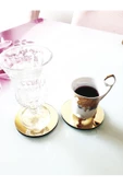 KEMSON Ikea Tarzı Gold Pleksi Bardak Altlığı 6'lı Set 8cm - 1
