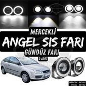 Ford Focus 2 2004-2008 Uyumlu Üniversal Mercekli Angel Sis Farı Metal Su Geçirmez 76 mm Beyaz Halkalı Gündüz Farı Angel Eyes 2 Adet - 1