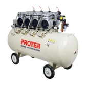 Proter 200 Lt Sessiz Yağsız 4 Kafa Trifaze Hava Kompresörü - 1