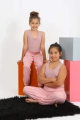 Kız Çocuk Sıfır Kol Gül Kurusu Penye Pijama Takım 20433 - 4