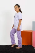 Kız Çocuk Kısa Kol Lila Penye Pijama Takım 20432 - 4