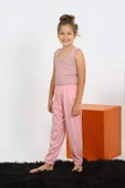 Kız Çocuk Sıfır Kol Gül Kurusu Penye Pijama Takım 20433 - 2