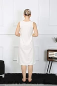Kadın Kalın Askılı Penye Uzun Ekru Gecelik 12001 thumbnail 3