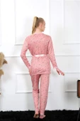 Kadın 3'lü Gül Kurusu Sabahlık Pijama Takım 16103 - 10