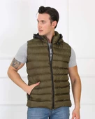 Erkek Kapşonlu Haki Şişme Yelek 75100 thumbnail 4