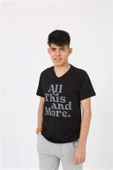 Erkek Genç Garson Boy Kısa Kol Siyah Penye Şortlu Pijama Takımı 20377 - 9