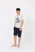 Erkek Genç Garson Boy Kısa Kol Krem Penye Şortlu Pijama Takımı 20377 - 6