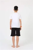 Erkek Genç Garson Boy Kısa Kol Beyaz Penye Şortlu Pijama Takımı 20377 - 4