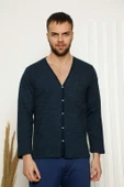 Erkek %100 Pamuk Önden Düğmeli Cepli Uzun Kollu Pijama Takımı 6768 - 5