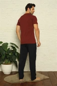 Erkek Bordo V Yaka 3'lü Pijama Takım 6822 - 10