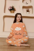 Kız Çocuk WelSoft Polar Turuncu Pijama Takımı 20527 - 1