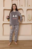Kız Çocuk WelSoft Polar Gri Pijama Takımı 20524 - 1
