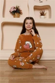 Kız Çocuk WelSoft Polar Sütlü Kahve Pijama Takımı 20523 - 1