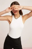 Fitilli Atlet Halter Yaka 2'li Siyah - Beyaz Kadın Tişört - 6