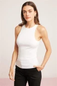 Fitilli Atlet Halter Yaka 2'li Siyah - Beyaz Kadın Tişört - 7