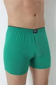 Erkek Yeşil Düğmeli Boxer 3'lü Paket %100 Pamuklu Penye - 6
