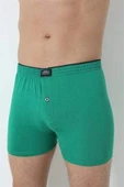Erkek Yeşil Düğmeli Boxer 3'lü Paket %100 Pamuklu Penye - 2