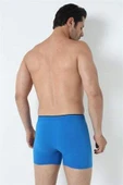 Erkek Mavi Düğmeli Boxer 3'lü Paket %100 Pamuklu Penye - 10