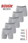 5'li Paket Gri Erkek Büyük Beden Boxer Pamuklu Likralı - 3
