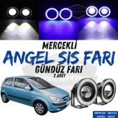 Hyundai Getz 2002–2011 Uyumlu Üniversal Mercekli Angel Sis Farı Metal Su Geçirmez 76 mm Mavi Halkalı Gündüz Farı Angel Eyes 2 Adet - 1