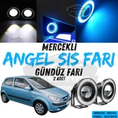 Hyundai Getz 2002–2011 Uyumlu Üniversal Mercekli Angel Sis Farı Metal Su Geçirmez 76 mm Buz Mavi Halkalı Gündüz Farı Angel Eyes 2 Adet - 1