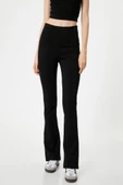 Koton İspanyol Paça Tayt Pantolon Nervürlü Yüksek Bel Slim Fit - 3