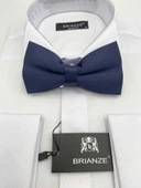 Brianze Lacivert Düz Renk Saten Papyon - 1
