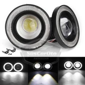 Mitsubishi Lancer 2007-2014 Uyumlu Üniversal Mercekli Angel Sis Farı Metal Su Geçirmez 76 mm Beyaz Halkalı Gündüz Farı Angel Eyes 2 Adet - 2