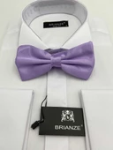 Brianze Lila Düz Renk Saten Papyon - 1