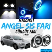 Mitsubishi Lancer 2007-2014 Uyumlu Üniversal Mercekli Angel Sis Farı Metal Su Geçirmez 76 mm Buz Mavi Halkalı Gündüz Farı Angel Eyes 2 Adet - 1
