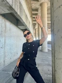 İthal ATLAS KUMAŞ ÖZEL DİKİLMİŞ TAŞ TASARIMLI İKİLİ TAKIM TİŞÖRT PANTOLON - 8