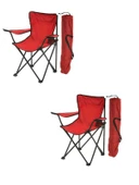 Mandella Rejisör Kamp Sandalyesi Piknik, Plaj, Balıkçı,Bahçe,Balkon Sandalyesi Kırmızı (2 Adet) thumbnail 1