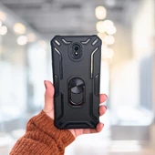 SAMSUNG J7 PRO YÜZÜKLÜ STANDLI TANK KILIF (ARMOR MILITARY CASE) SİYAH - 1