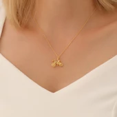 14 Ayar Mikron Altın Kaplama Bisiklet Tasarım Gümüş Kolye - CN00304 thumbnail 1