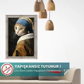 İnci Küpeli Kedi Posteri, Premium Baskı Kalitesi, Akıllı Kağıt Poster, Eşsiz Yapay Zeka Tasarım thumbnail 1