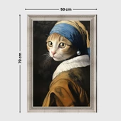 İnci Küpeli Kedi Posteri, Premium Baskı Kalitesi, Akıllı Kağıt Poster, Eşsiz Yapay Zeka Tasarım thumbnail 5