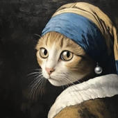 İnci Küpeli Kedi Posteri, Premium Baskı Kalitesi, Akıllı Kağıt Poster, Eşsiz Yapay Zeka Tasarım thumbnail 7