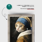 İnci Küpeli Kedi Posteri, Premium Baskı Kalitesi, Akıllı Kağıt Poster, Eşsiz Yapay Zeka Tasarım thumbnail 3