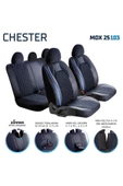 Freshstart    Freshstart Peugeot 205 Uyumlu Deri Detaylı Oto Koltuk Kılıfı Ön Arka Set Chester Serisi Siyah Mavi FS - 2
