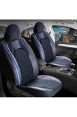 Freshstart    Freshstart Skoda Fabia Uyumlu Deri Detaylı Oto Koltuk Kılıfı Ön Arka Set Chester Serisi Siyah Mavi FS - 1