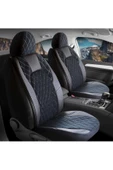 Freshstart    Freshstart Chevrolet Captiva Uyumlu Deri Detaylı Oto Koltuk Kılıfı Ön Arka Set Chester Serisi Siyah Beyaz FS - 1