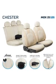 Freshstart    Freshstart Opel Corsa D Uyumlu Lüx Deri Oto Koltuk Kılıfı Ön Arka Set Chester Serisi Bej FS - 2