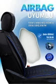 Freshstart    Freshstart Volkswagen Golf 4 Uyumlu Lüx Deri Oto Koltuk Kılıfı Ön Arka Takım Marjinal Series Siyah Mavi - 6