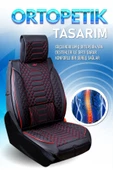 Freshstart    Freshstart Opel Corsa B Uyumlu Lüx Deri Oto Koltuk Kılıfı Ön Arka Takım Marjinal Series Siyah Kırmızı - 5