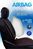 Freshstart    Freshstart Opel Corsa B Uyumlu Lüx Deri Oto Koltuk Kılıfı Ön Arka Takım Marjinal Series Siyah Kırmızı - 4